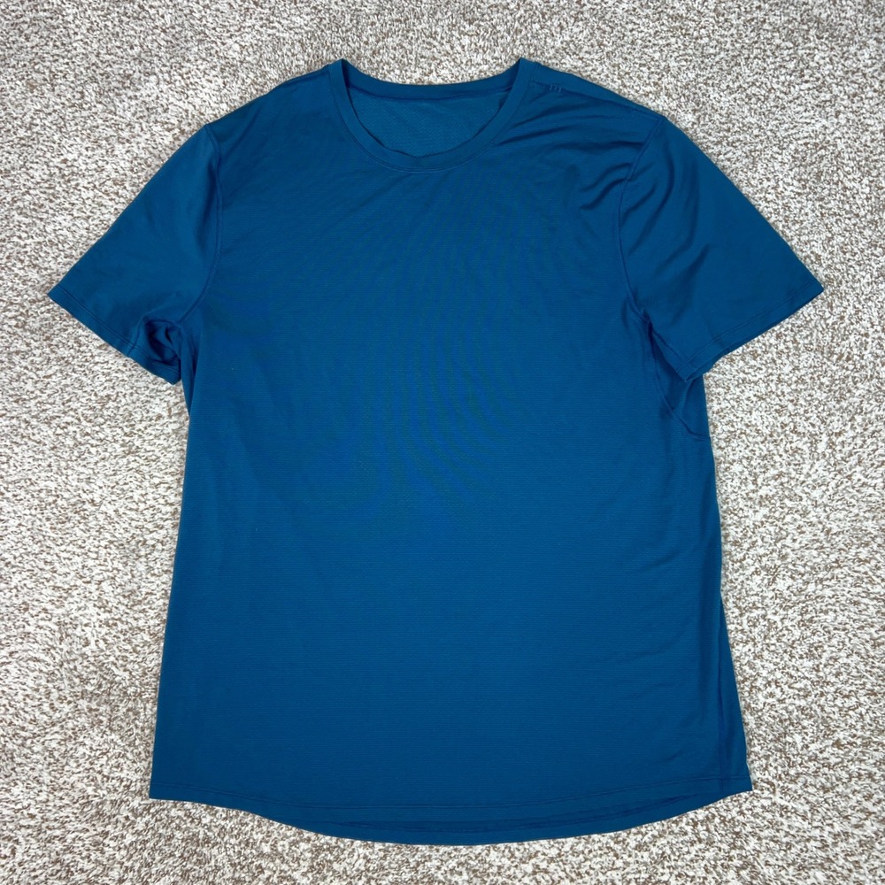 Lululemon Shirt Mens XL Blue Gym Running Workout Training Athletic Short Sleeve